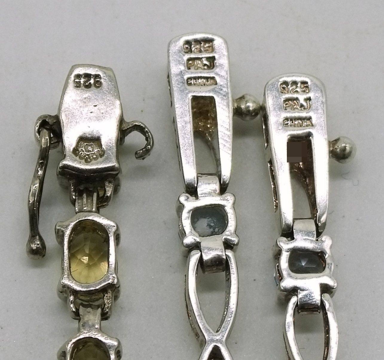 Three Sterling Gemstone Bracelets