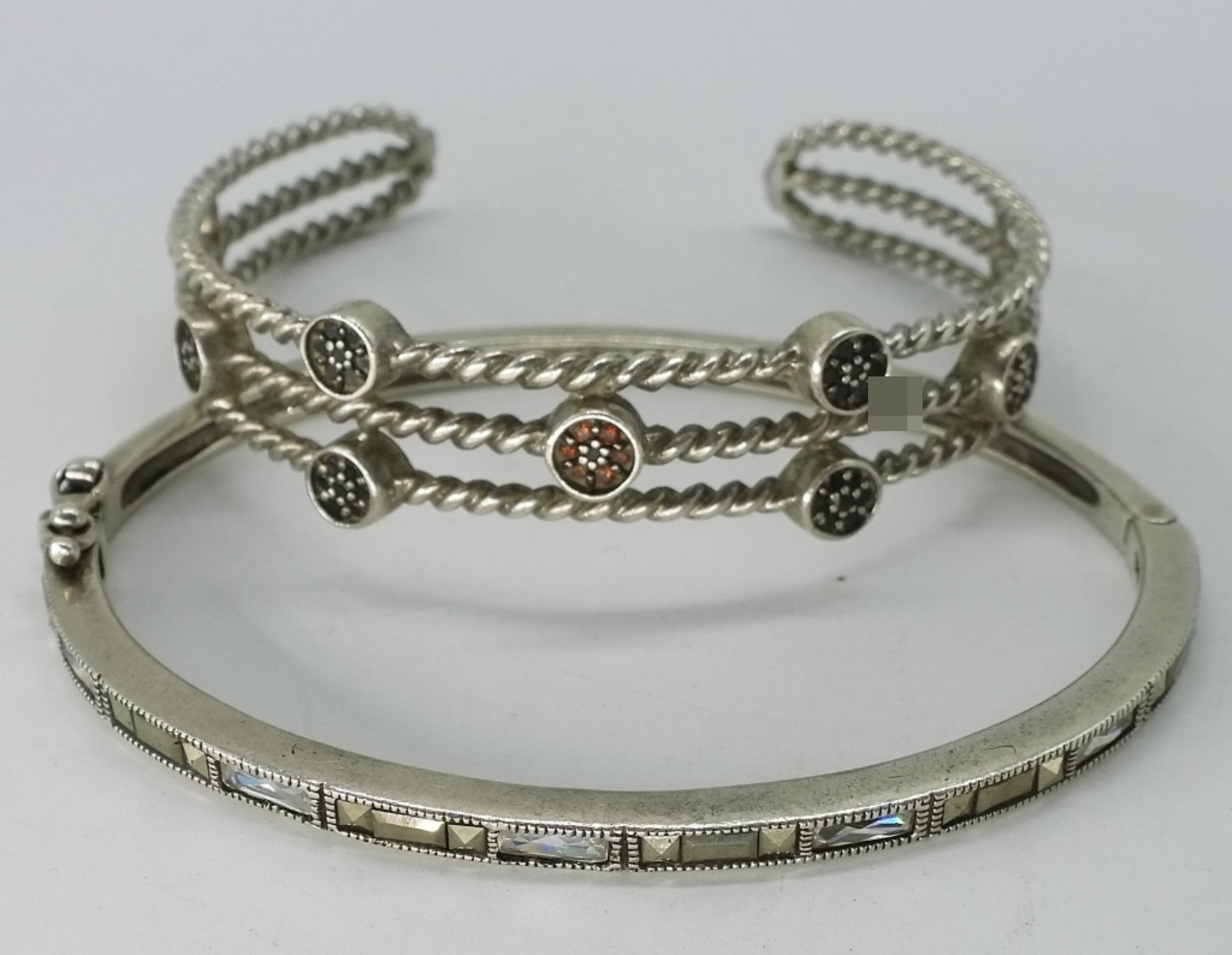 Sterling Silver Bracelet Set, Cuff & Bangle