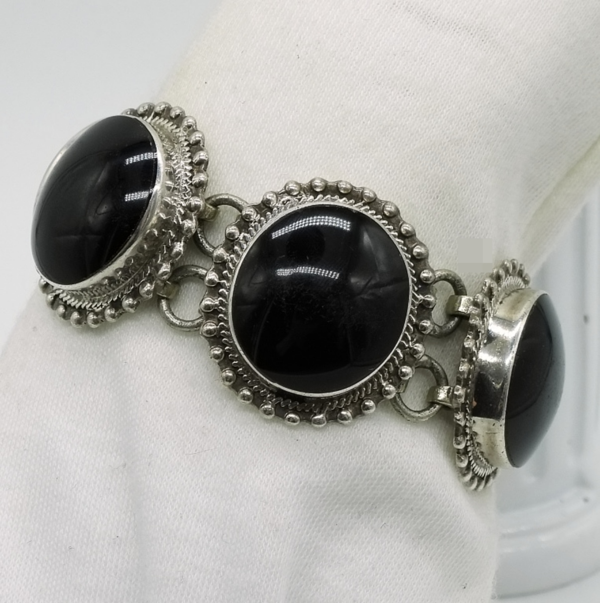Mexican 950 Silver Black Onyx Bracelet