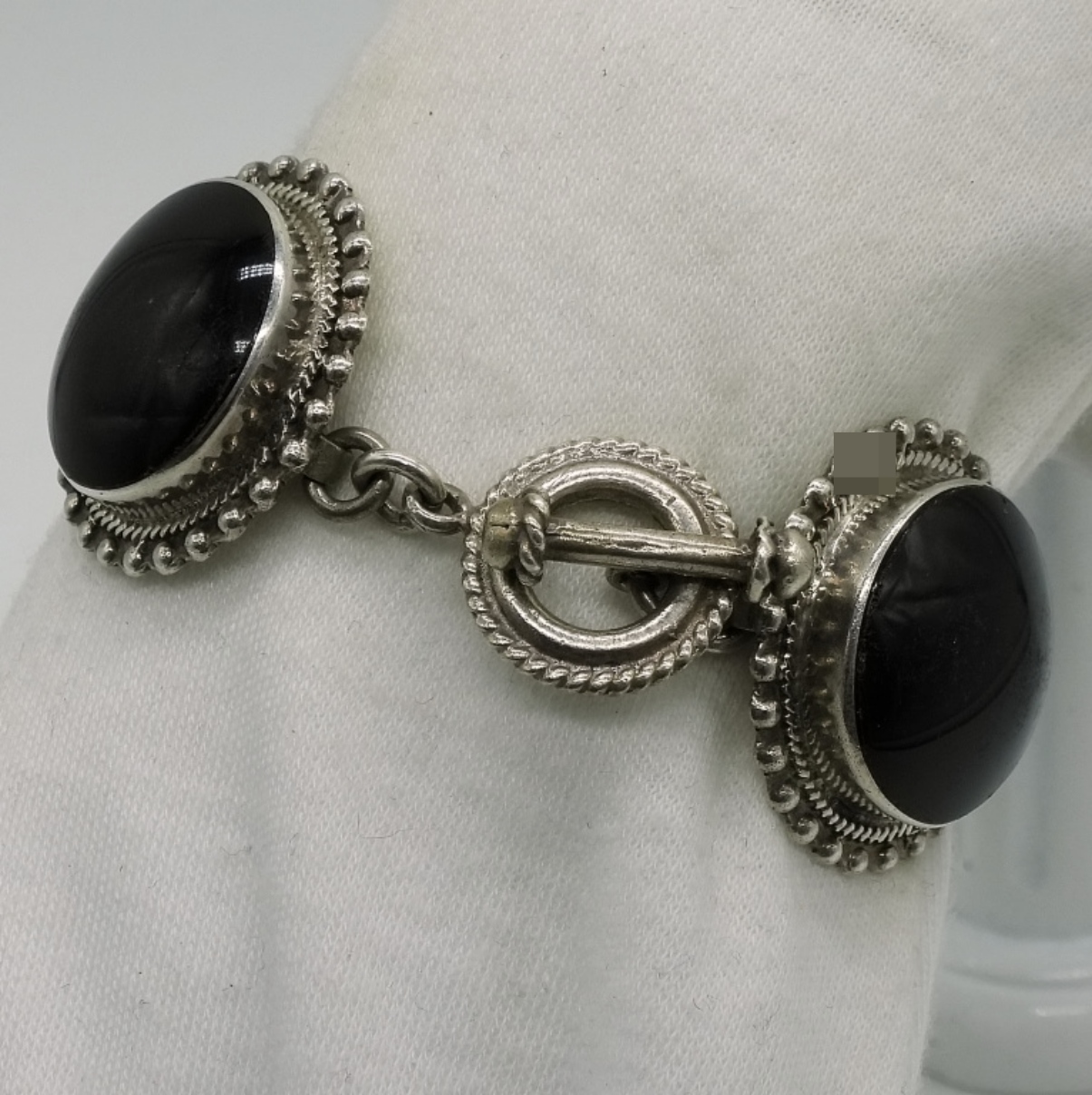 Mexican 950 Silver Black Onyx Bracelet