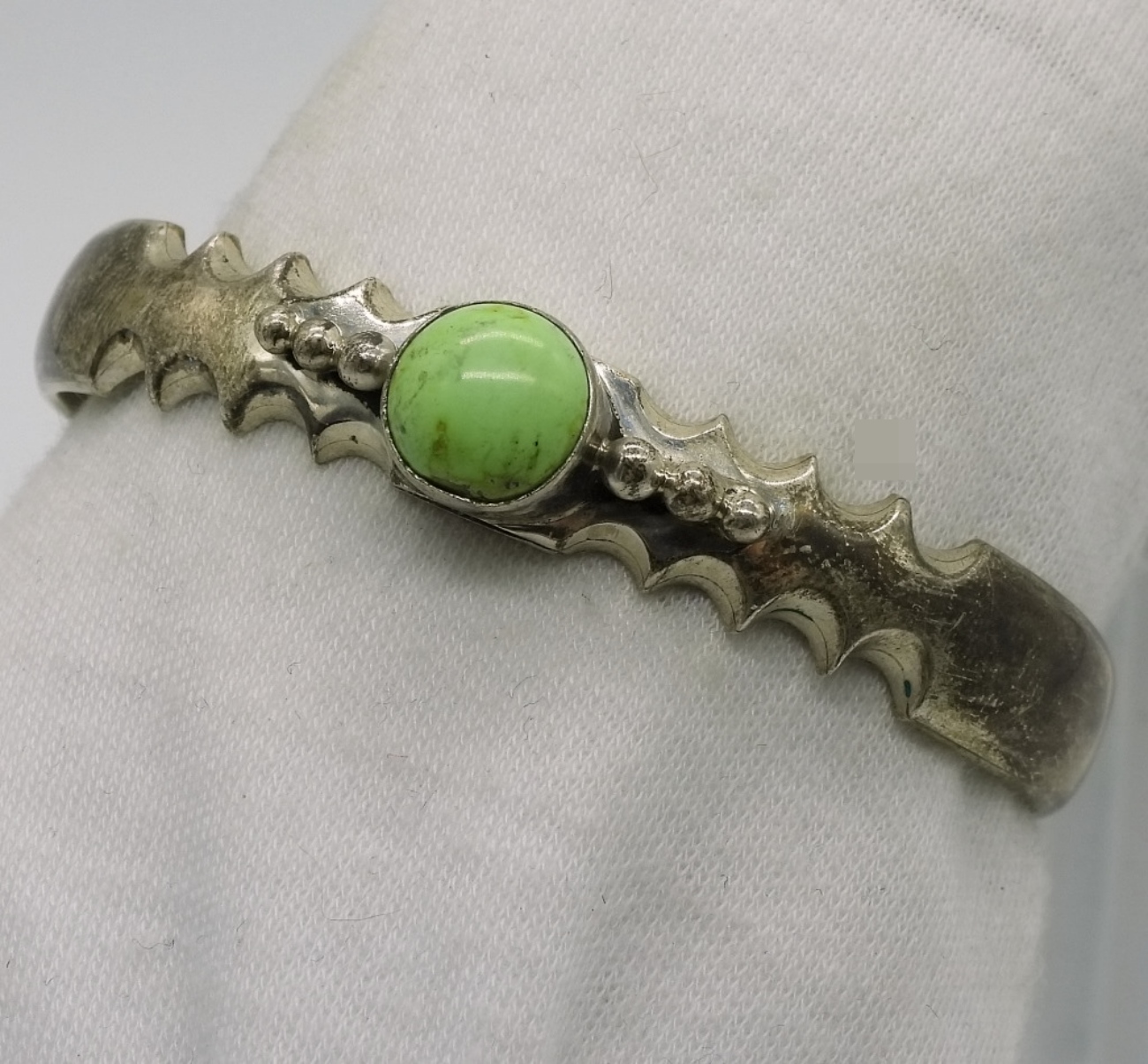 Sterling Navajo Green Turquoise Cuff Bracelet
