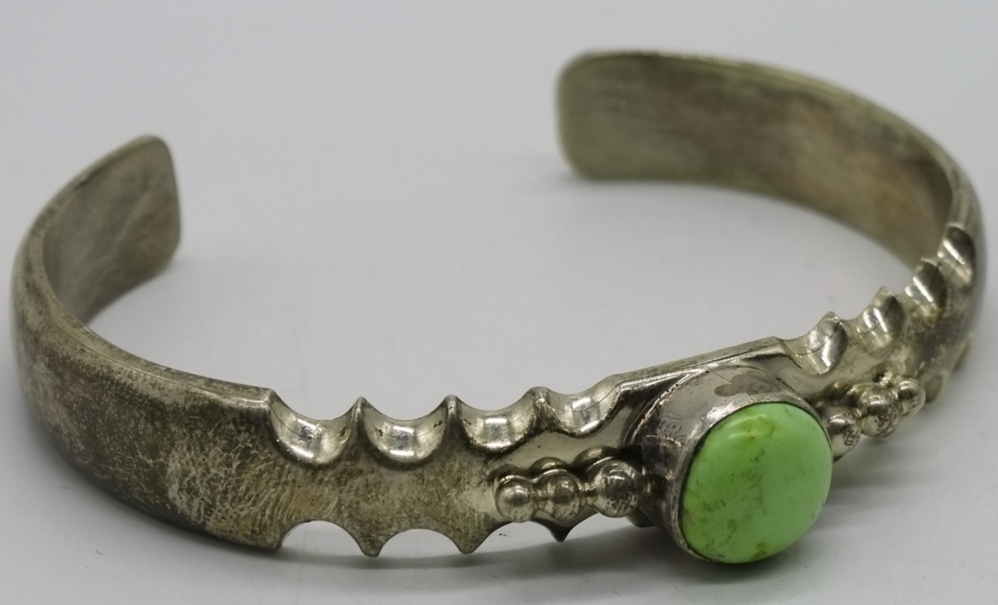 Sterling Navajo Green Turquoise Cuff Bracelet