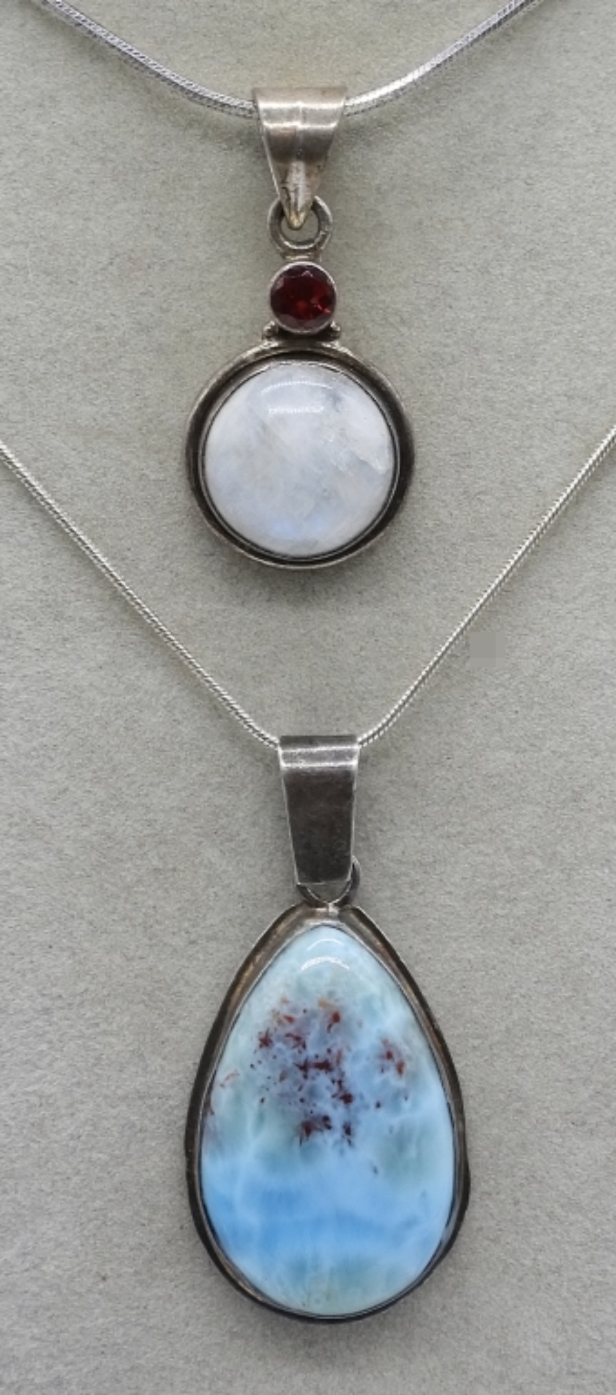 Sterling Silver Moonstone & Larimar Pendants