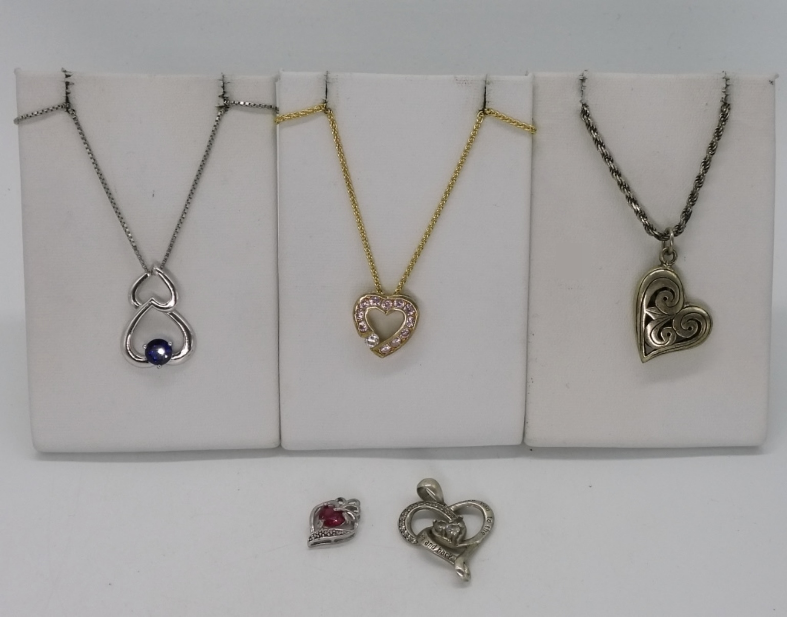5 Sterling Heart Pendants
