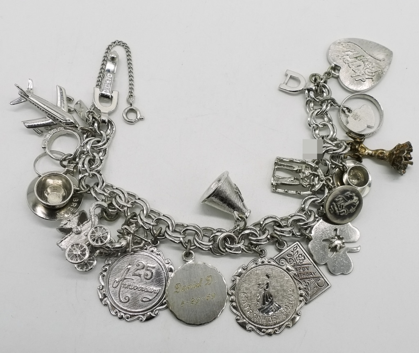 Sterling Charm Bracelet, 17 Charms