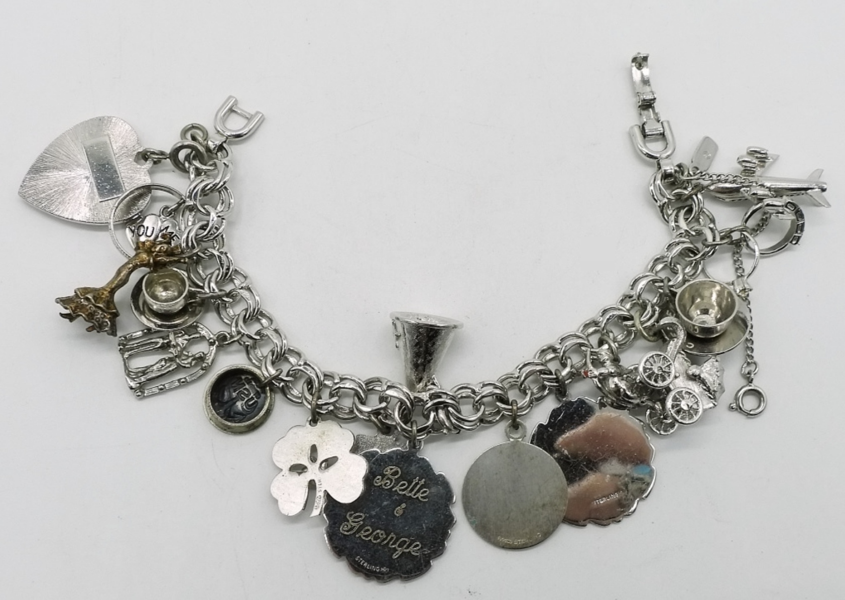 Sterling Charm Bracelet, 17 Charms
