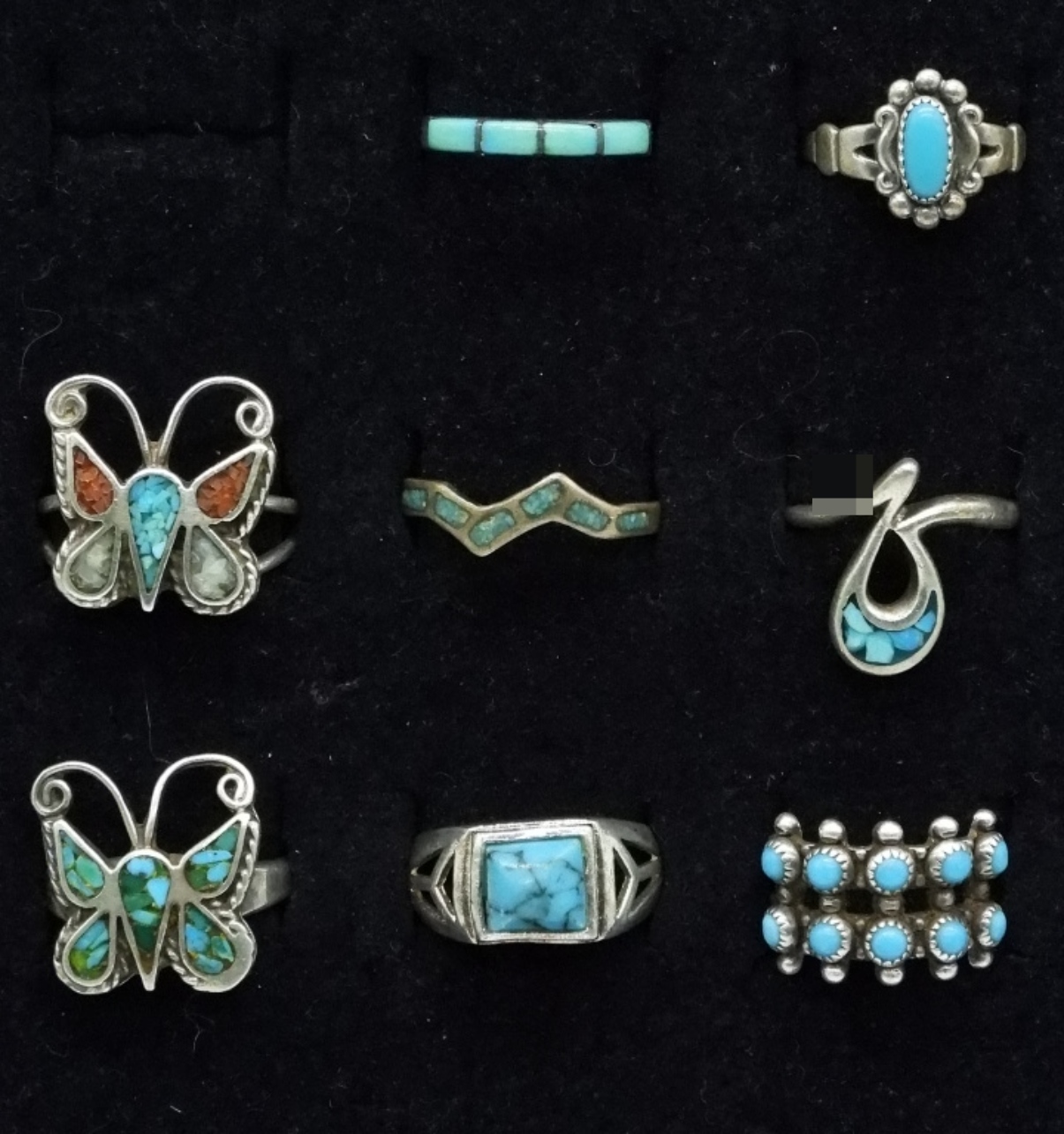 8 Sterling Turquoise Rings
