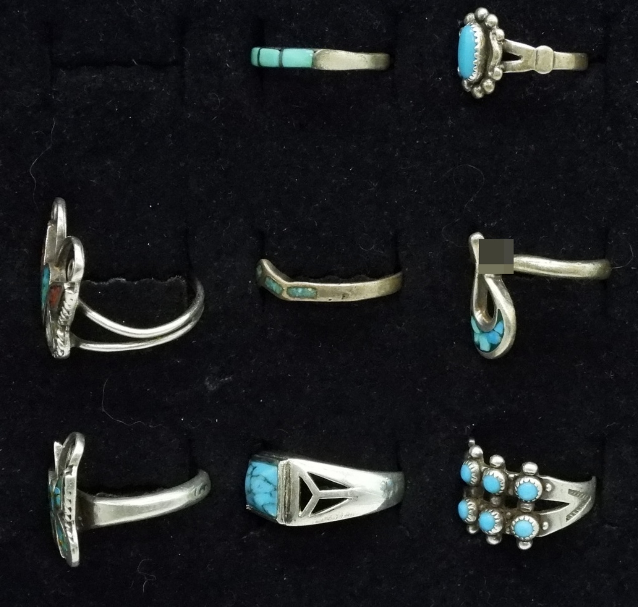 8 Sterling Turquoise Rings