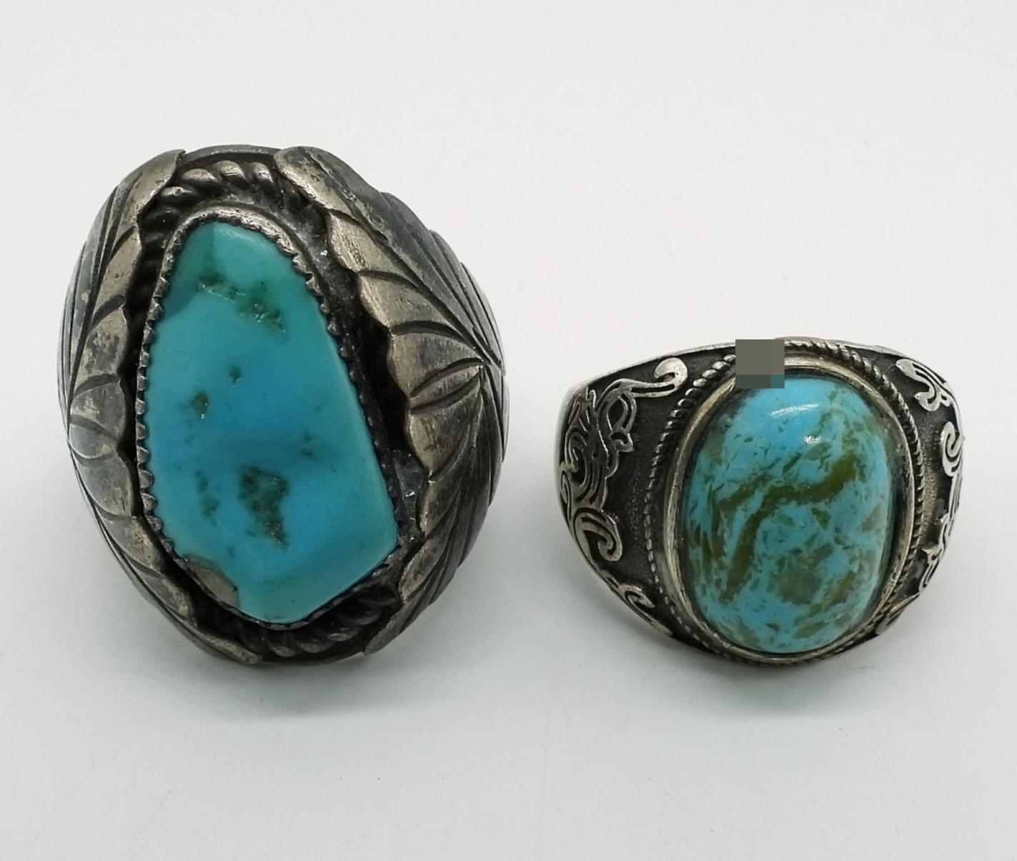 2 Sterling Silver Turquoise Rings