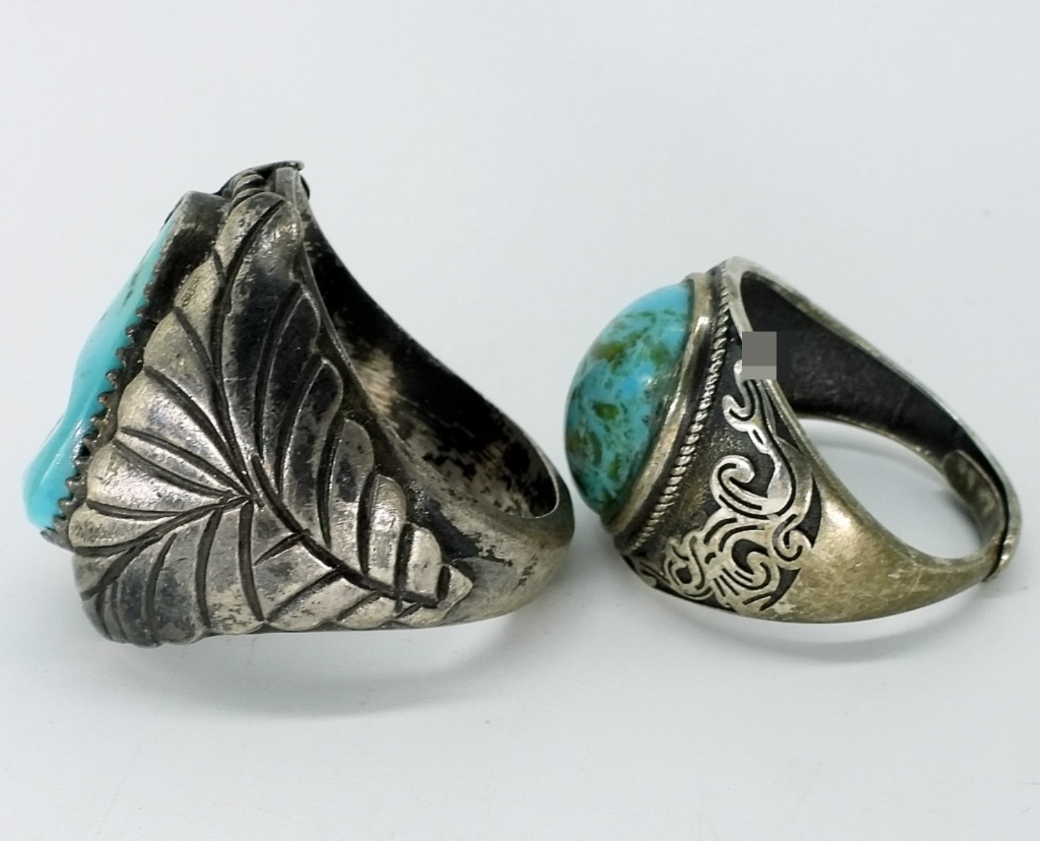 2 Sterling Silver Turquoise Rings