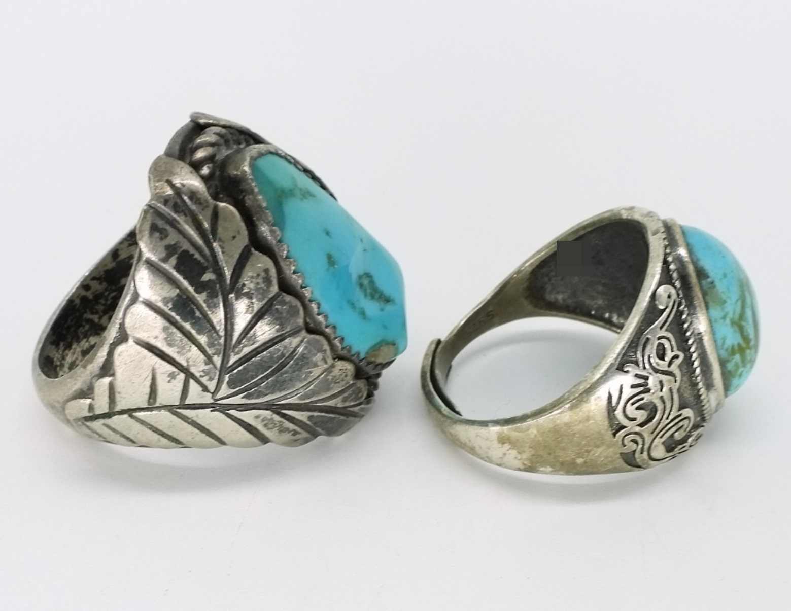 2 Sterling Silver Turquoise Rings
