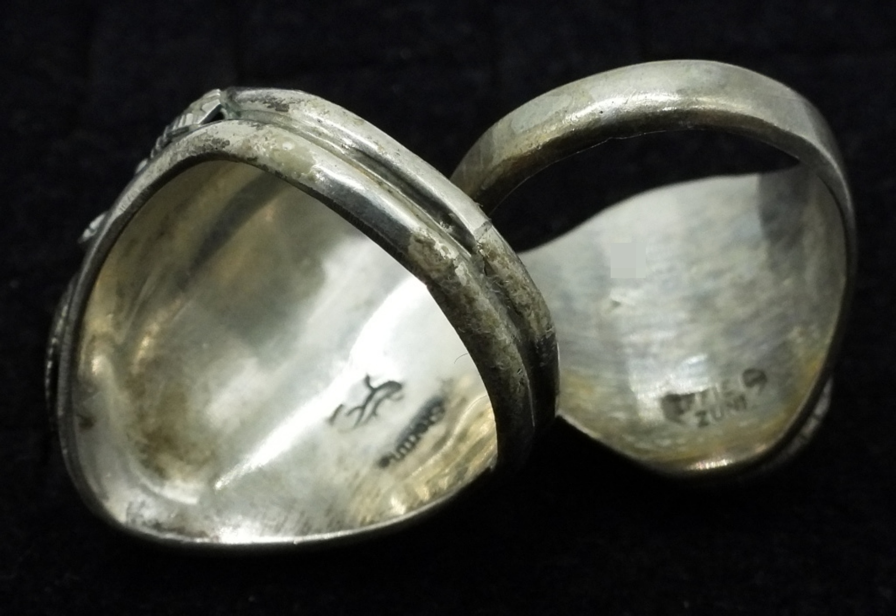 4 Sterling Turquoise Coral Rings, Effie Zuni