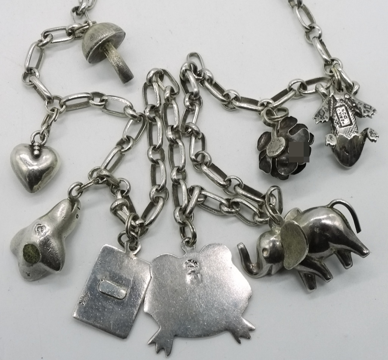 Sterling Charm Necklace, 8 Charms