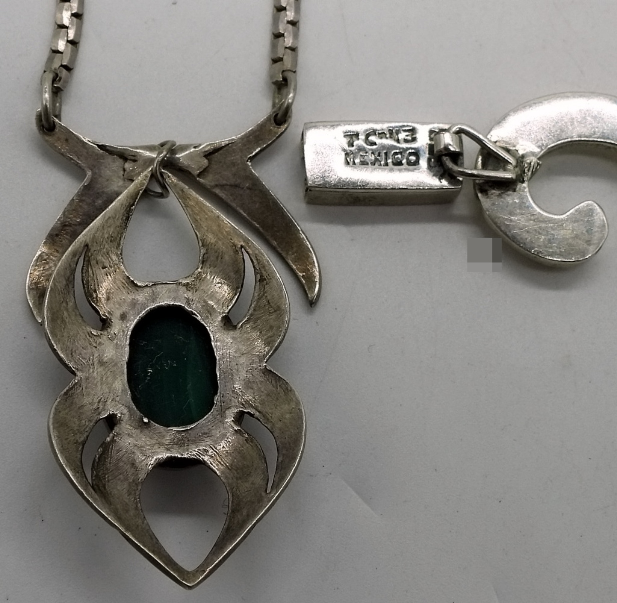 Sterling Necklace & Bracelet Set, Malachite Stones