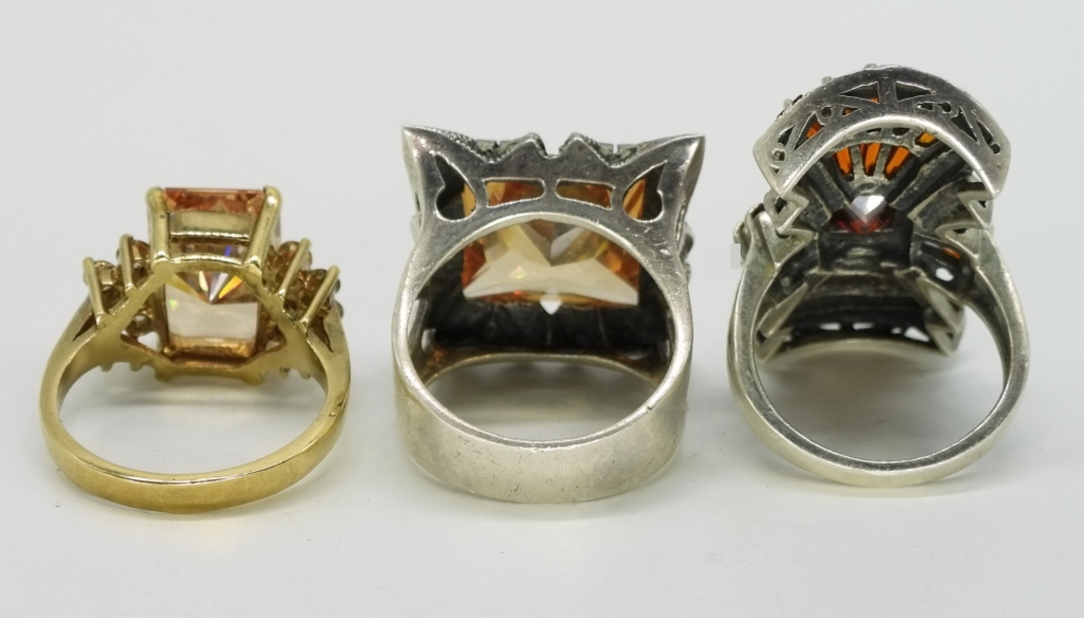 Garnet & Peach CZ Sterling Rings