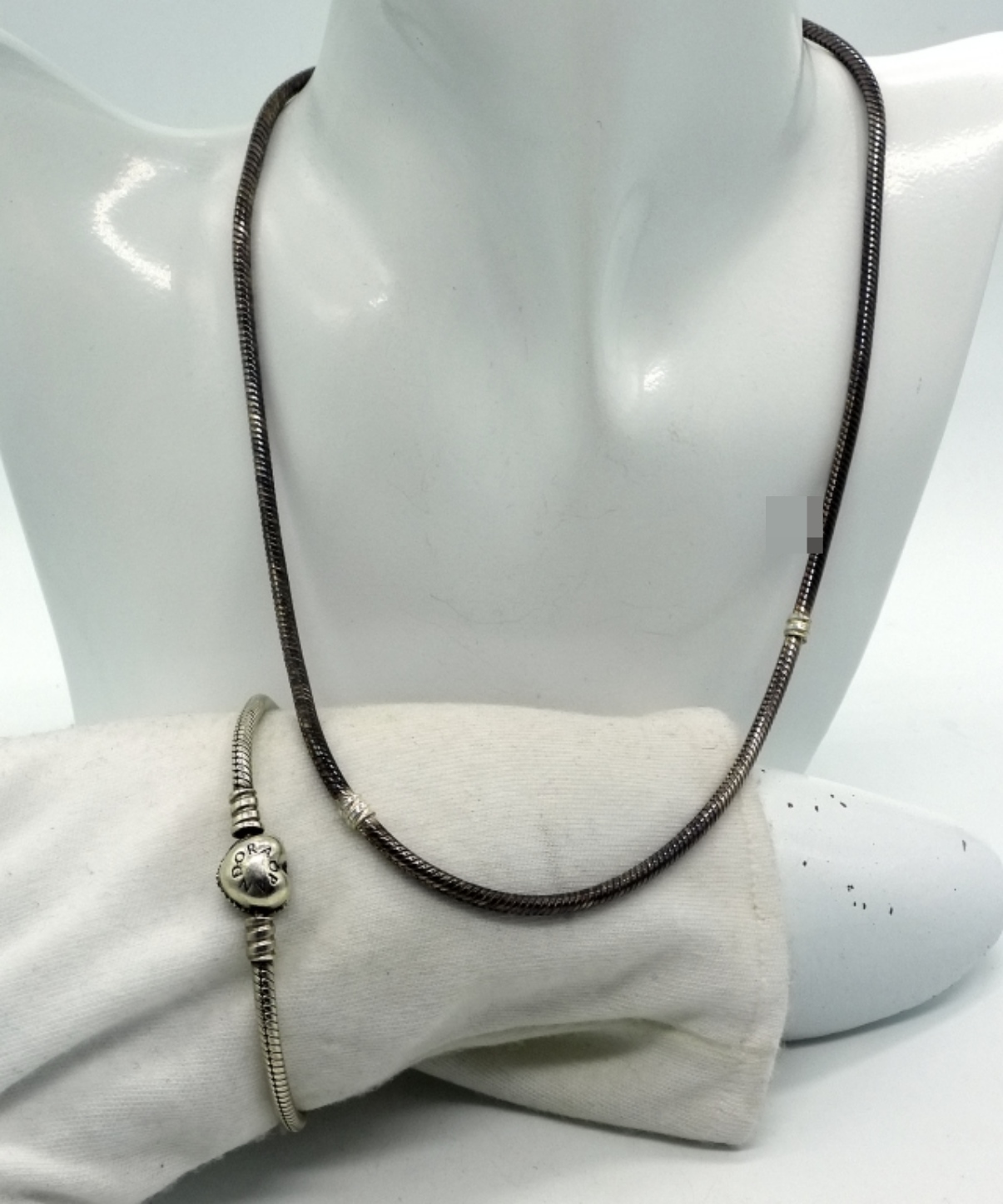 Sterling Pandora Bracelet & Necklace Set