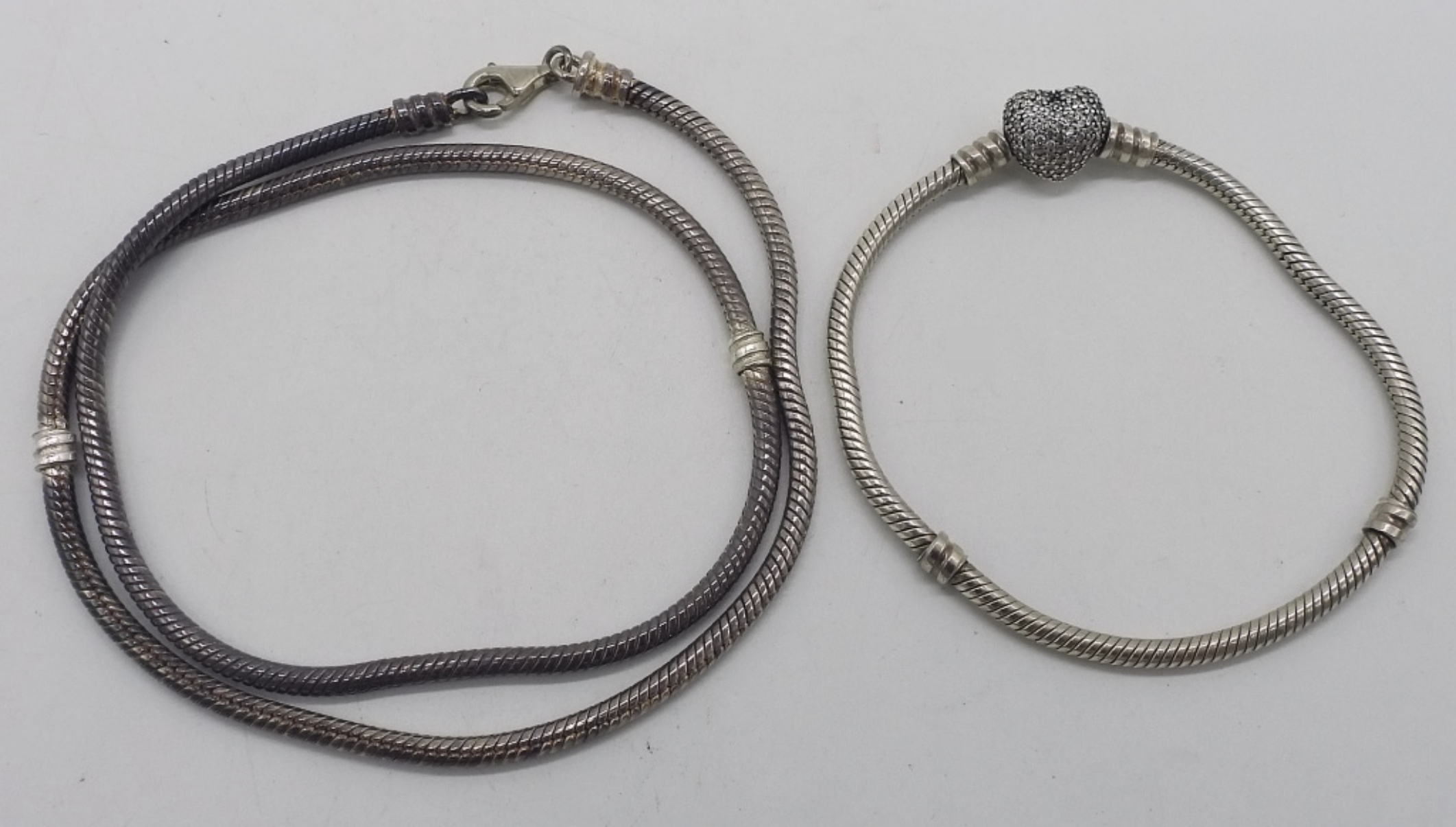 Sterling Pandora Bracelet & Necklace Set
