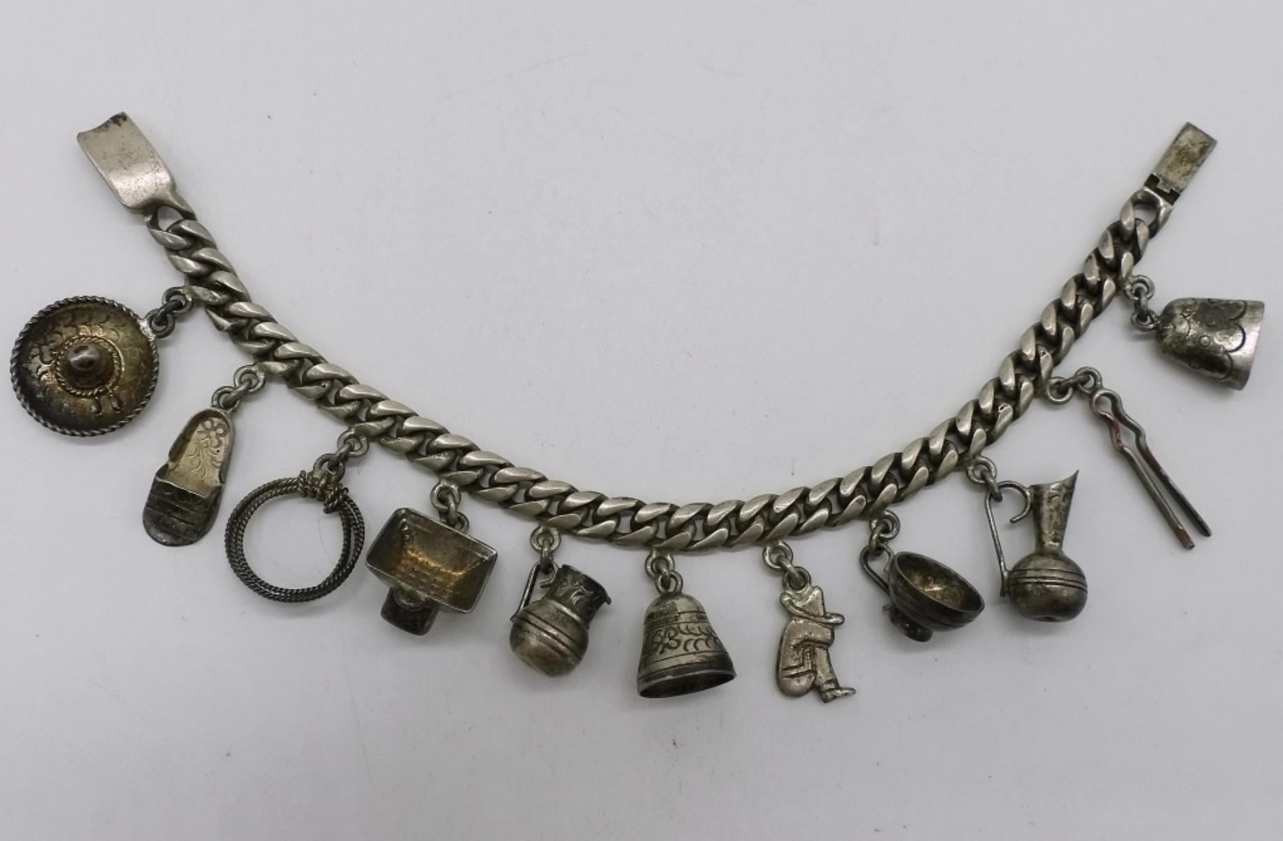 Sterling Mexico Charm Bracelet, 11 Charms