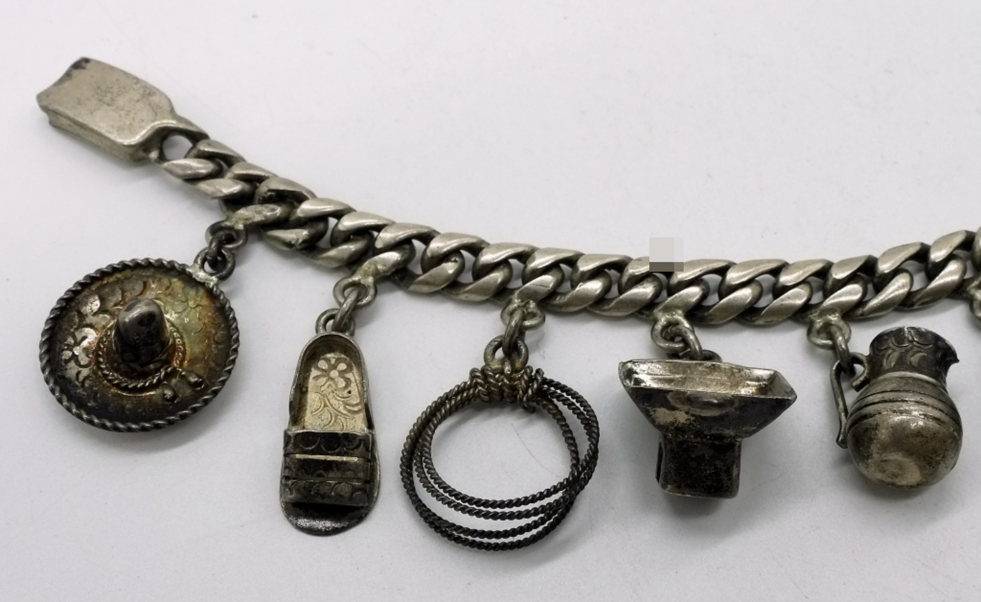 Sterling Mexico Charm Bracelet, 11 Charms