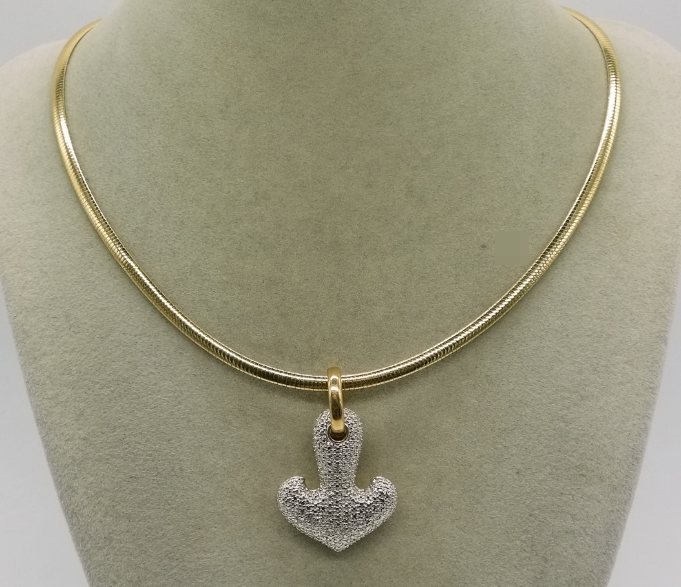 Sterling Heart Pendant on Omega Chain