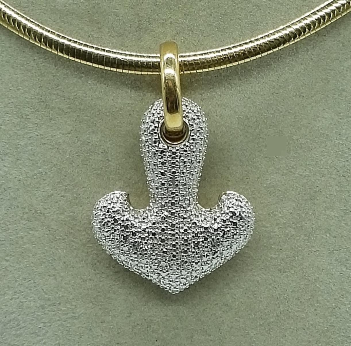 Sterling Heart Pendant on Omega Chain