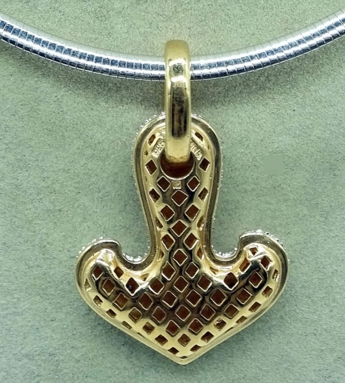 Sterling Heart Pendant on Omega Chain