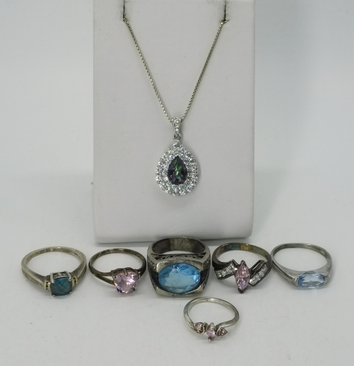 7 Piece Sterling Ring & Pendant Lot