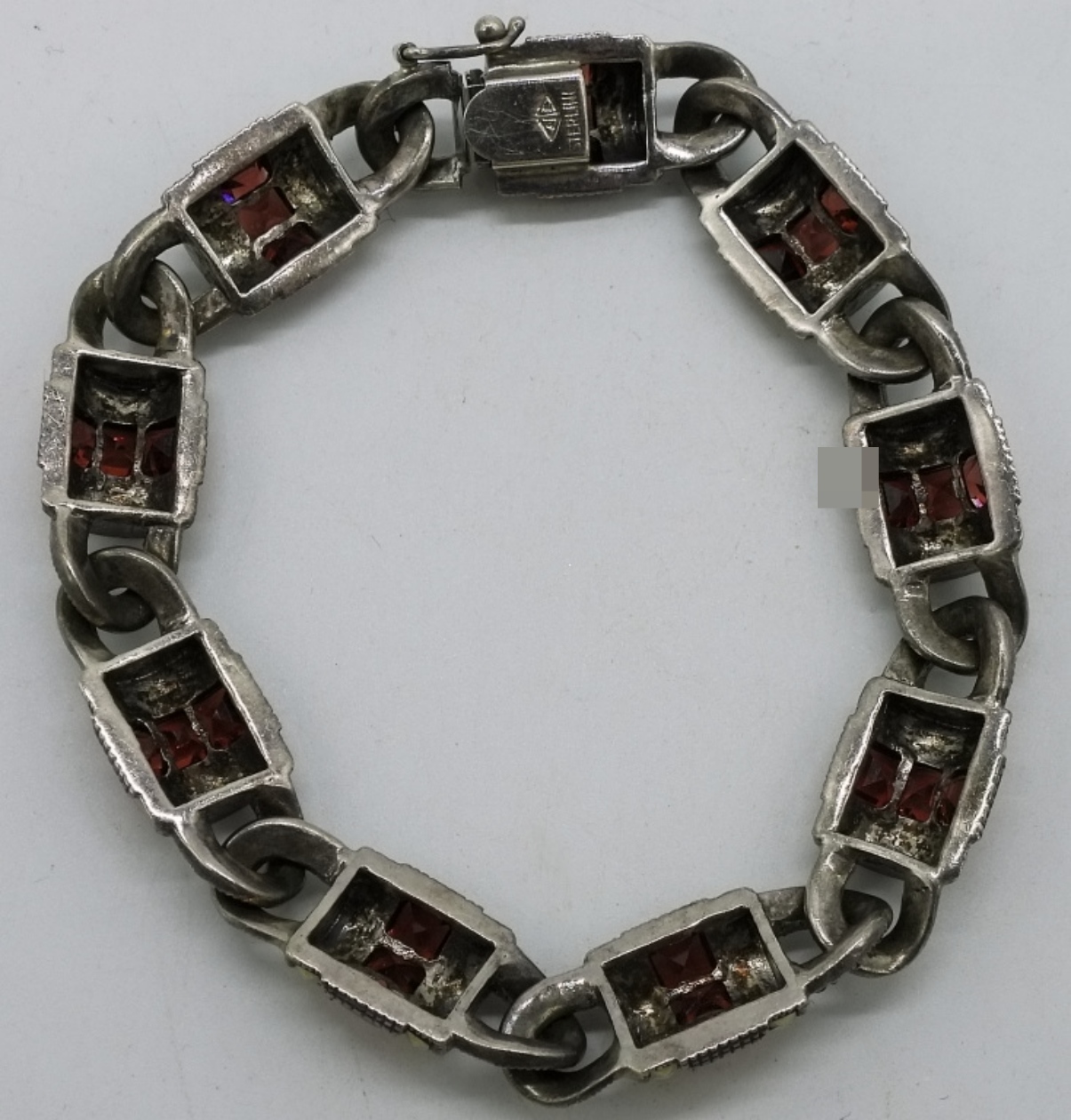 Sterling Garnet Marcasite Bracelet & Ring Set