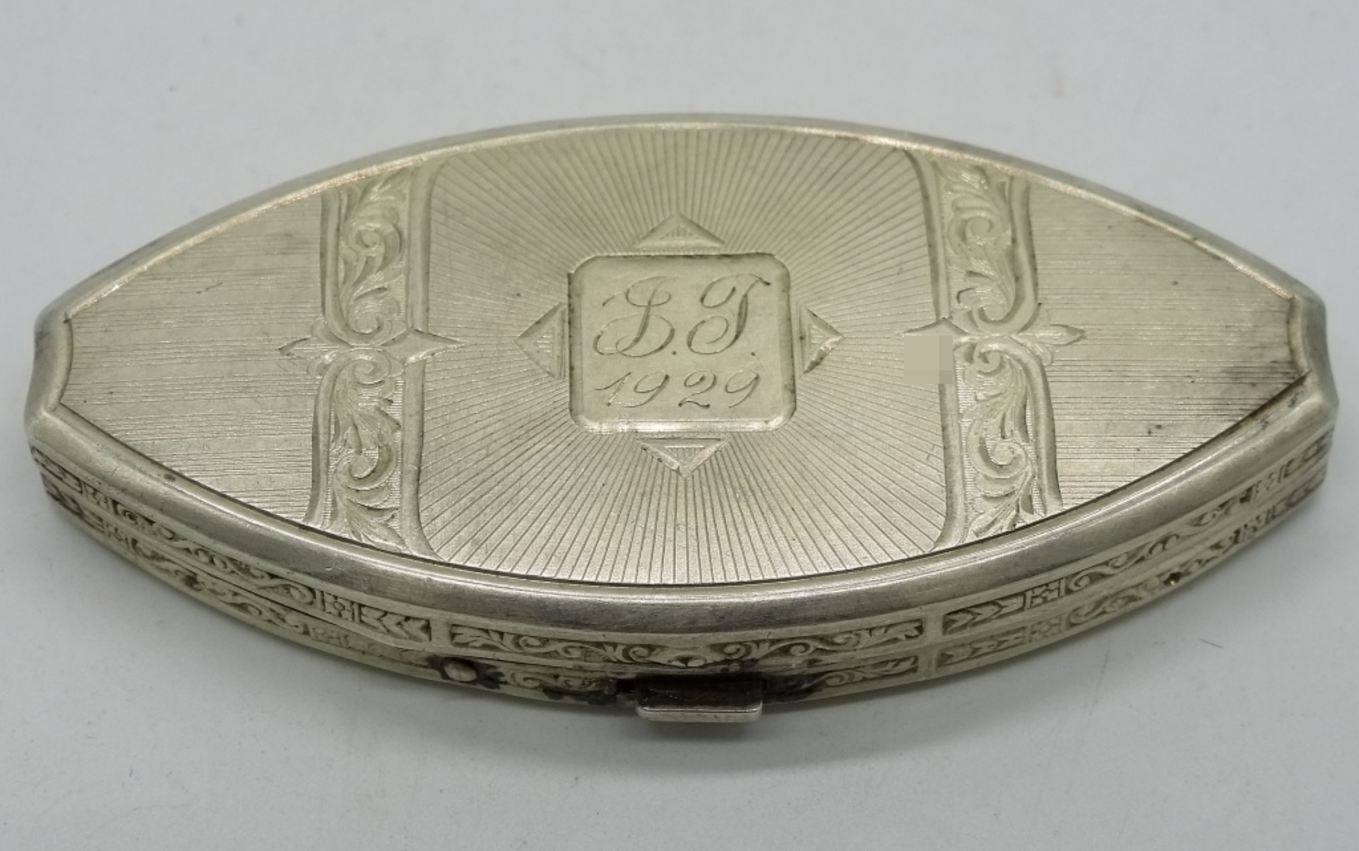 1929 Sterling Silver Trinket Box, Engraved