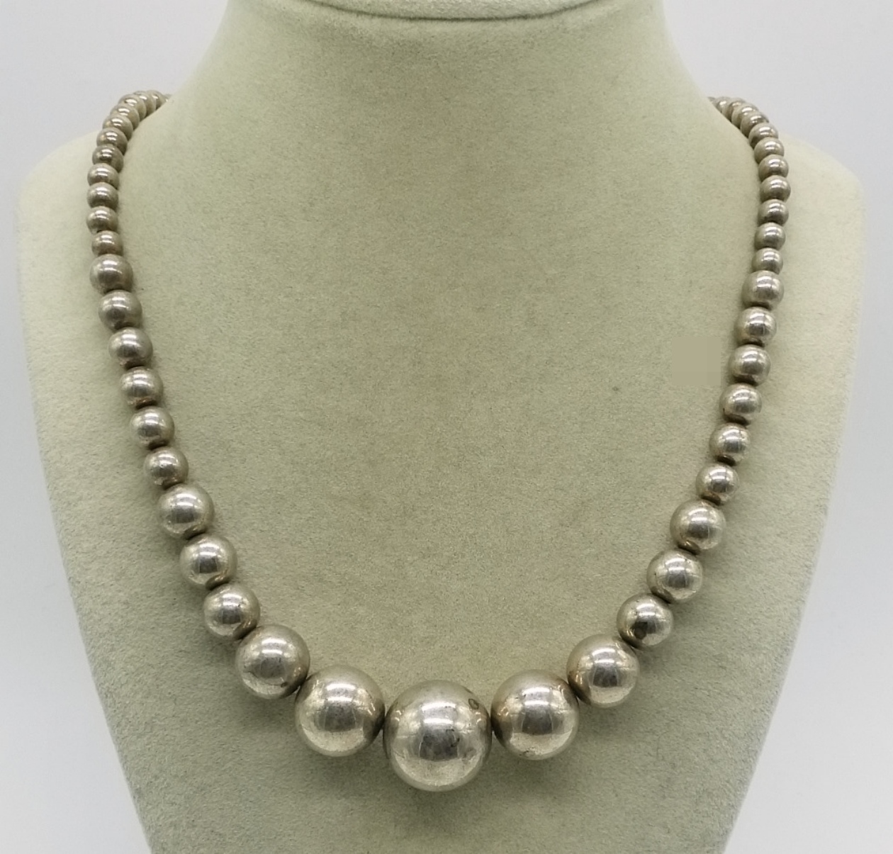 Sterling Graduated Bead Necklace