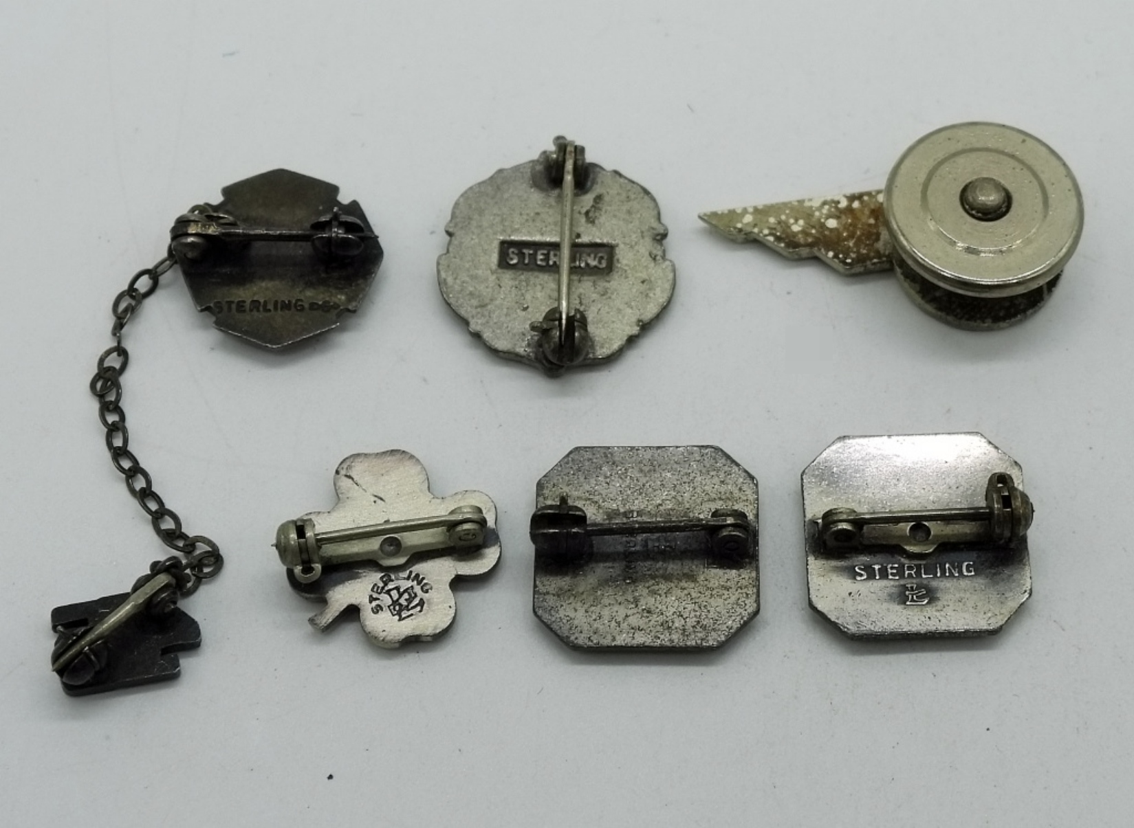 Six Vintage Sterling Silver Pins, 10.2 DWT