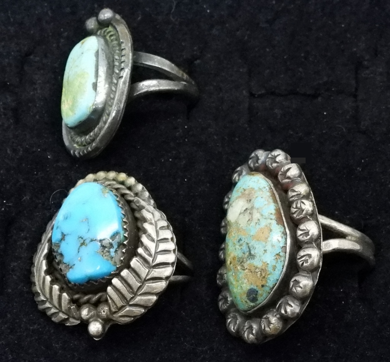 Vintage Sterling Silver Turquoise Rings (3)