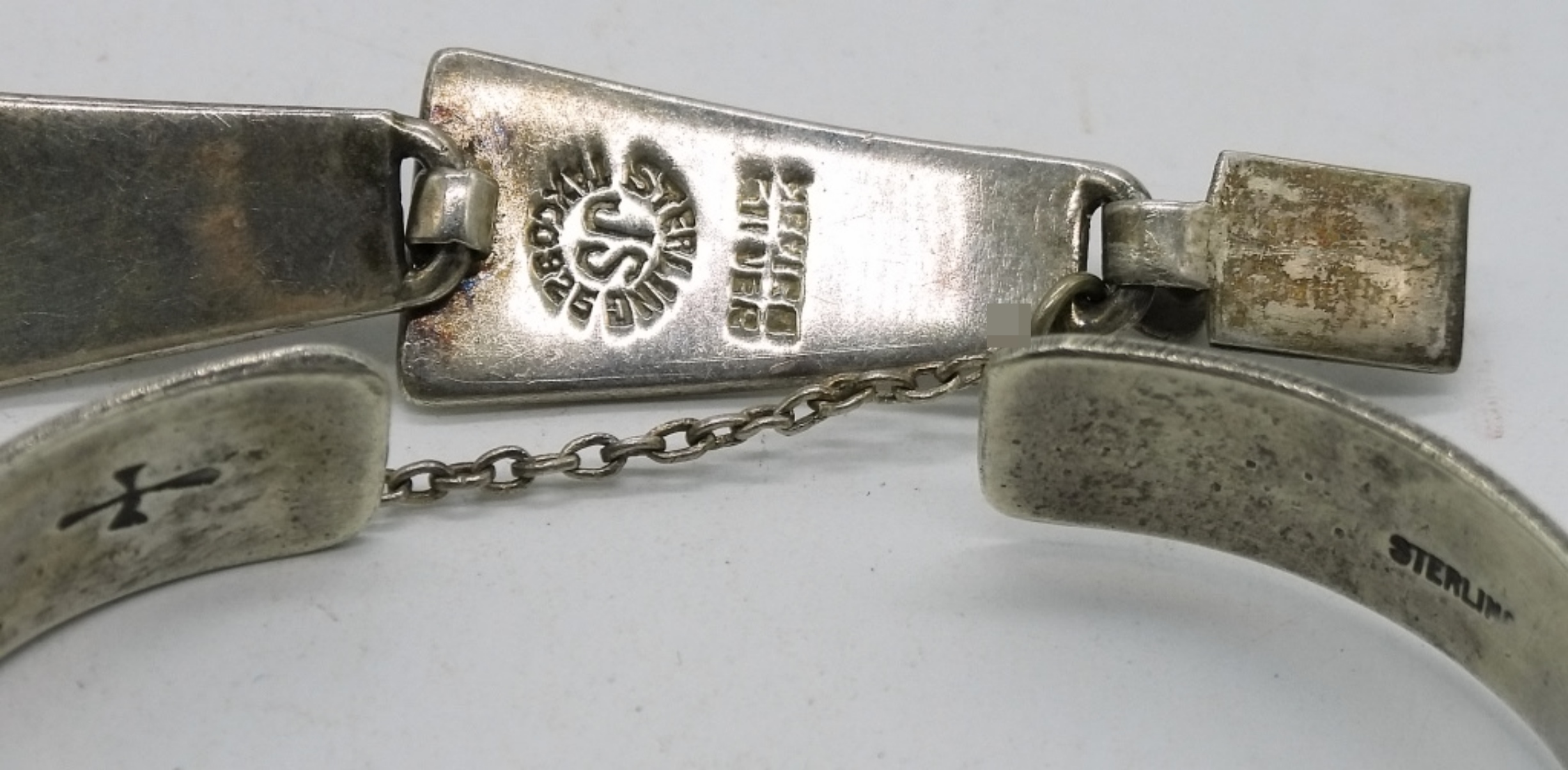 Taxco Sterling Storyteller Cuff & Link Bracelet Se