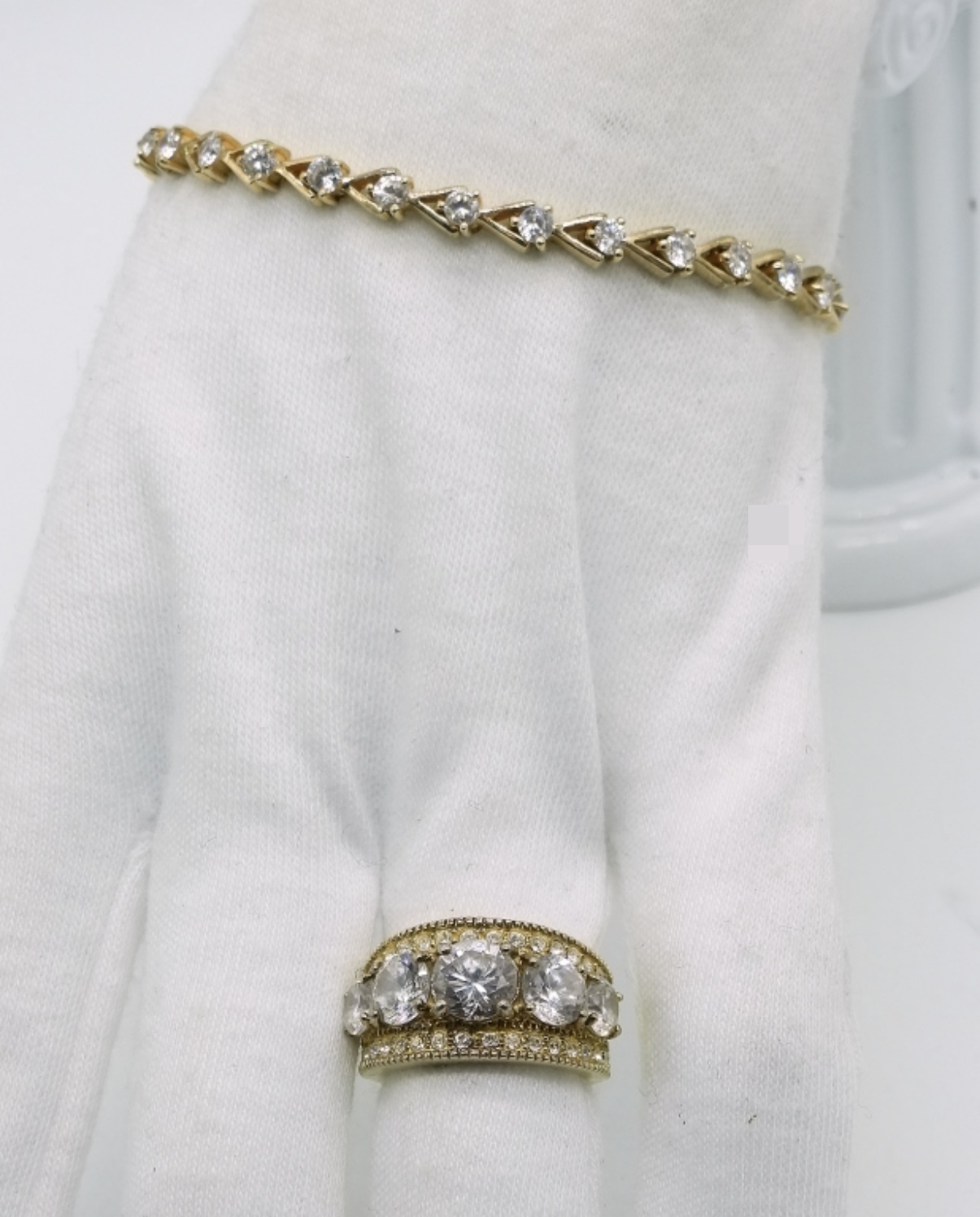 Sterling Silver Simulated Diamond Ring & Bracelet