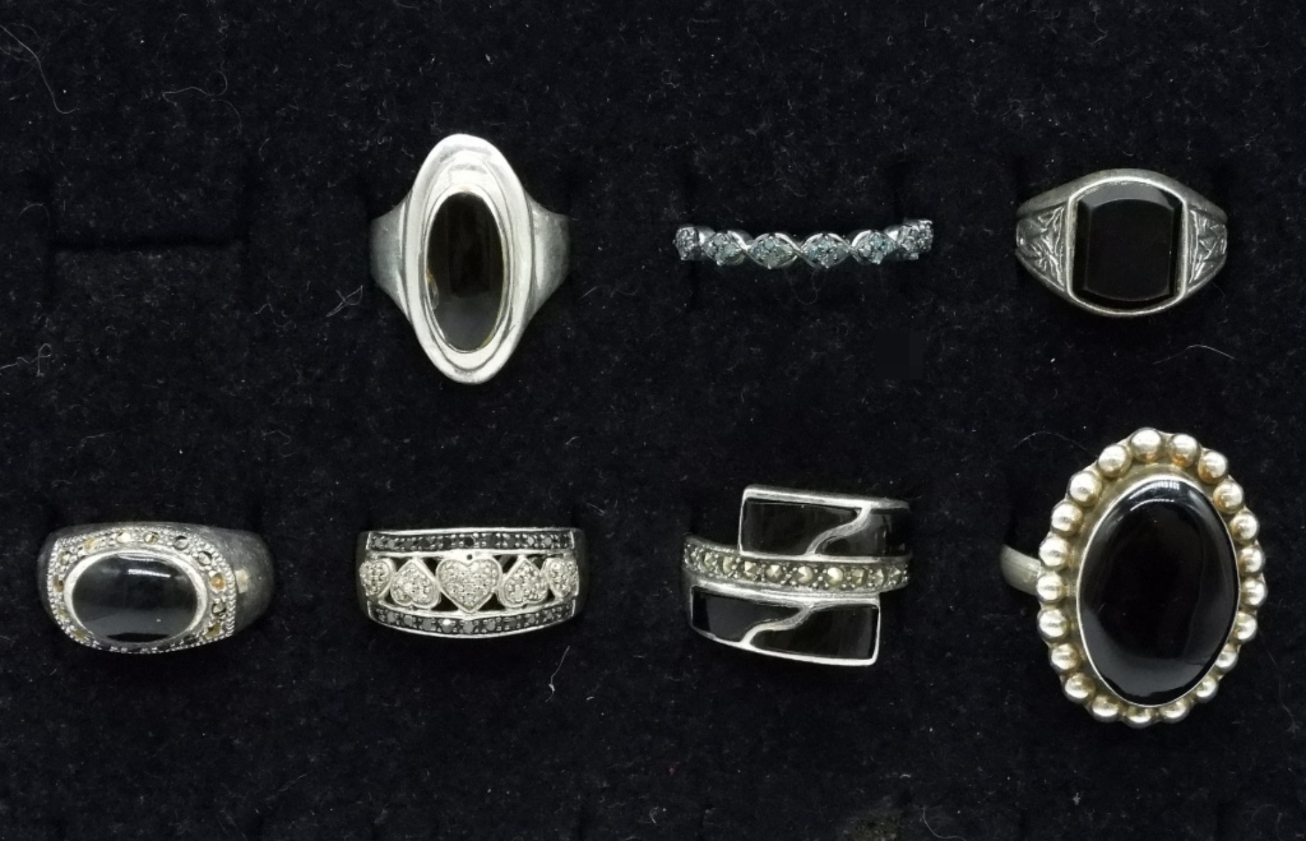 7 Sterling Rings with Black Onyx