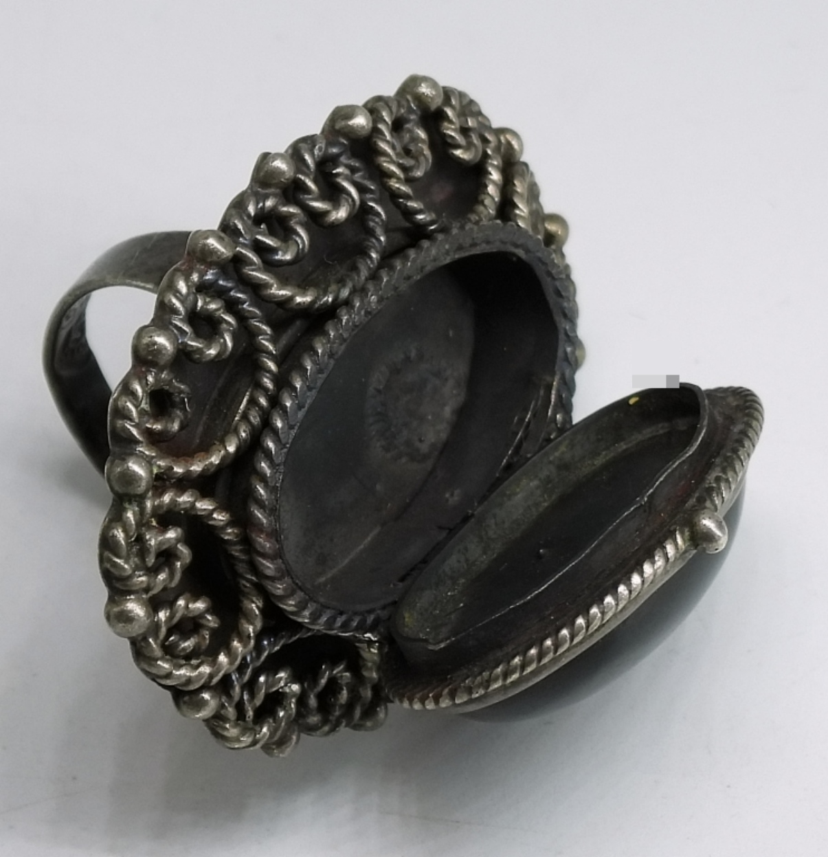 Taxco Mexico Sterling Poison Ring & Onyx Earrings