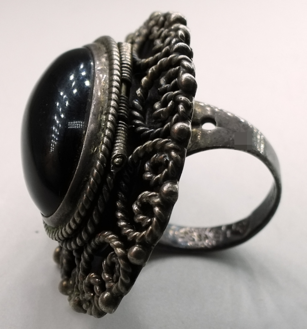 Taxco Mexico Sterling Poison Ring & Onyx Earrings