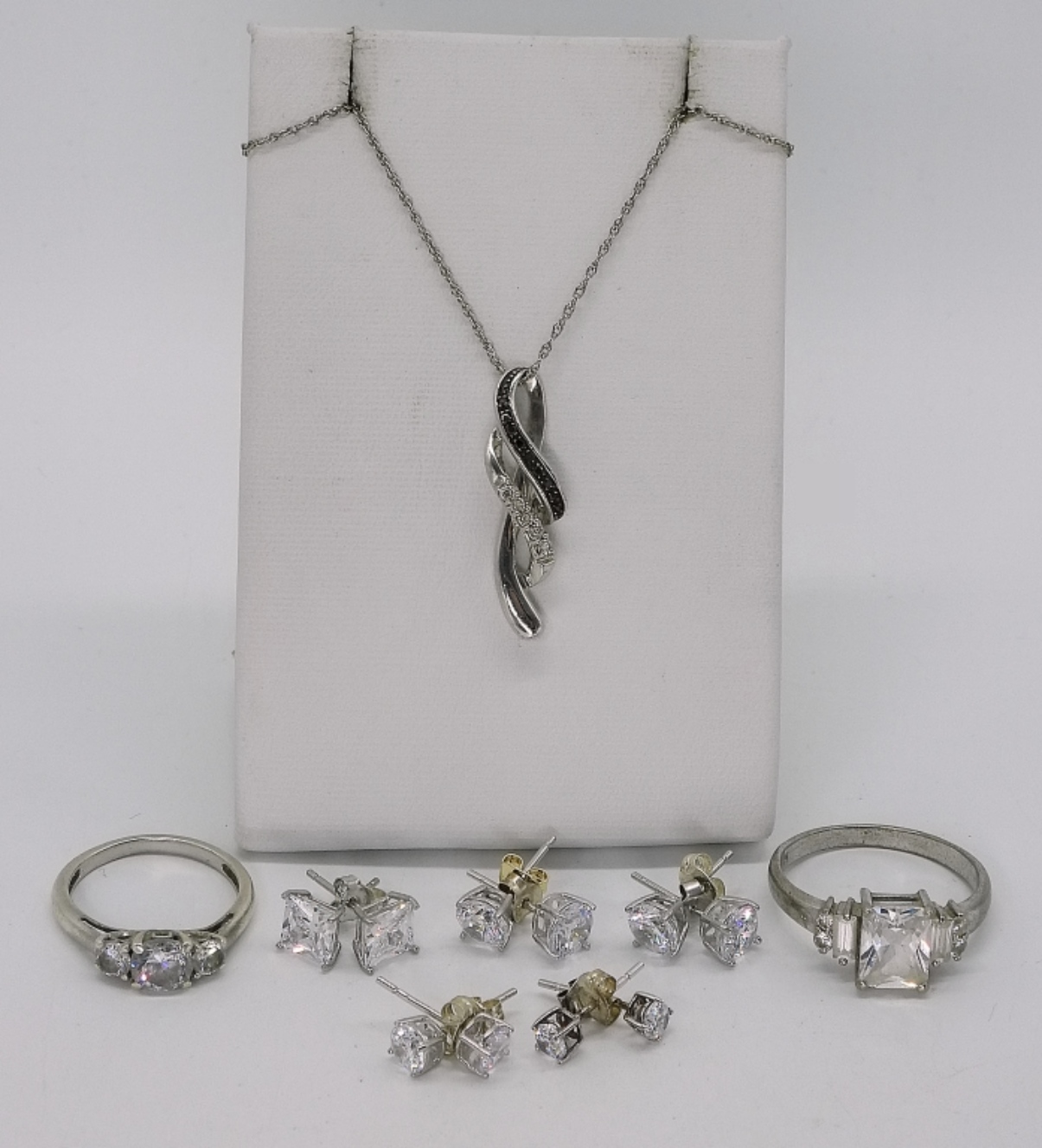 Sterling Silver Simulated Diamond Jewelry Lot