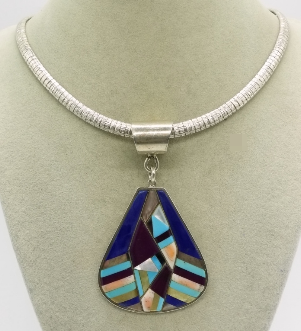 Sterling Silver Inlay Pendant Necklace