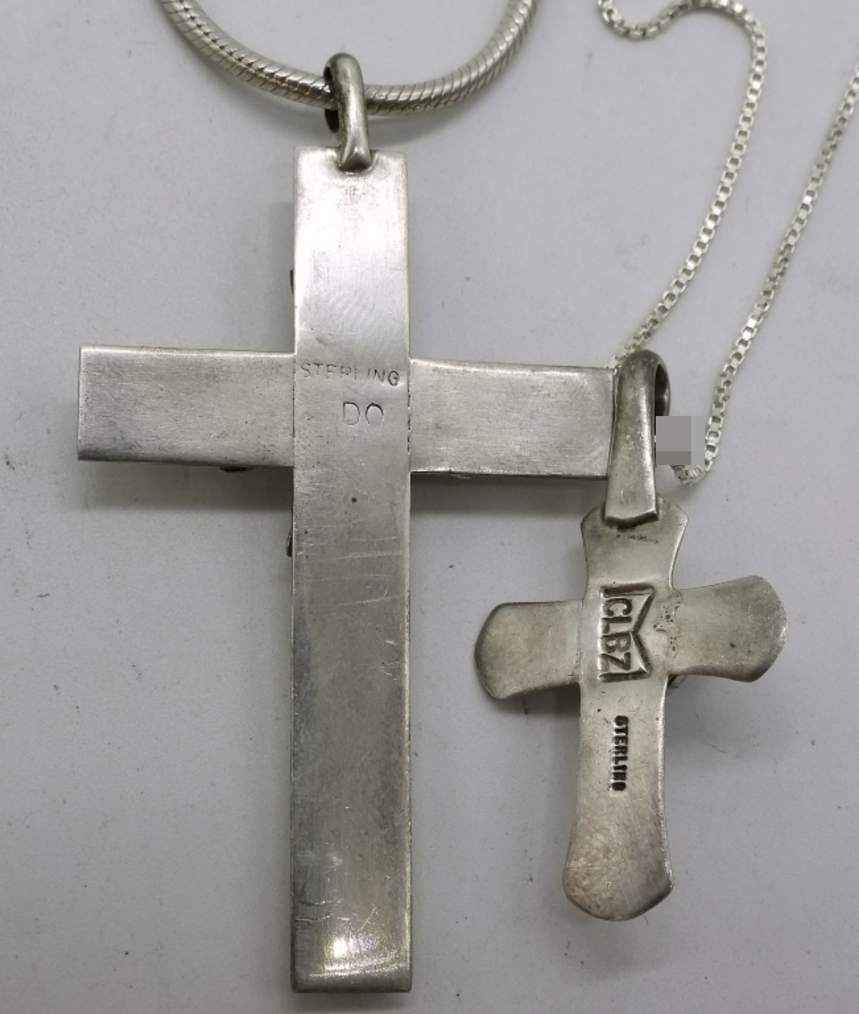Two Sterling Cross Pendants w/Turquoise
