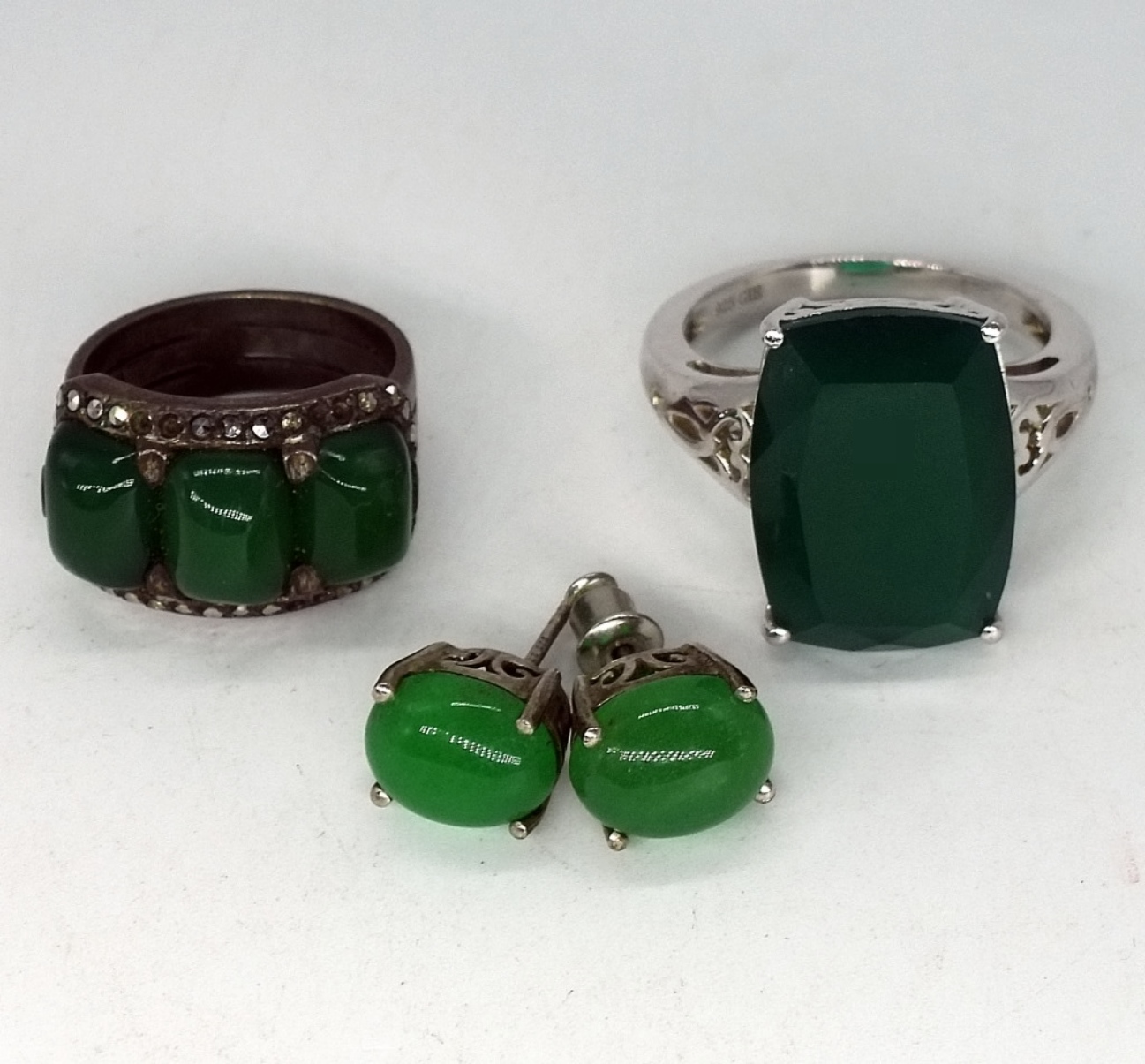 Sterling Silver Green Onyx Jewelry Set
