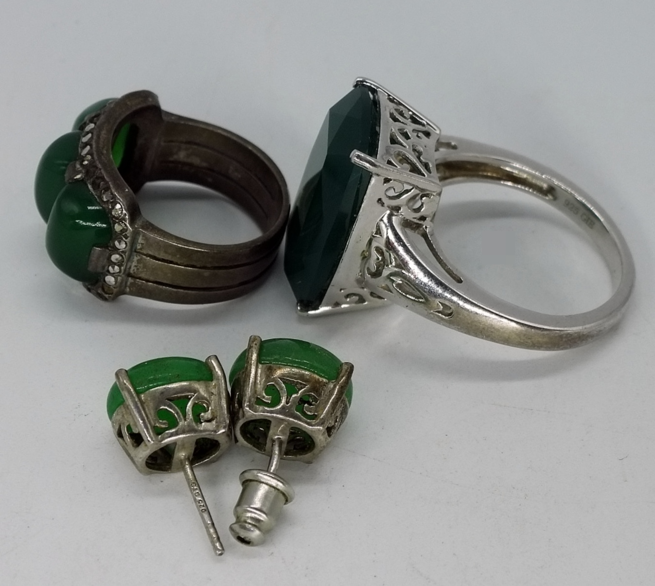 Sterling Silver Green Onyx Jewelry Set