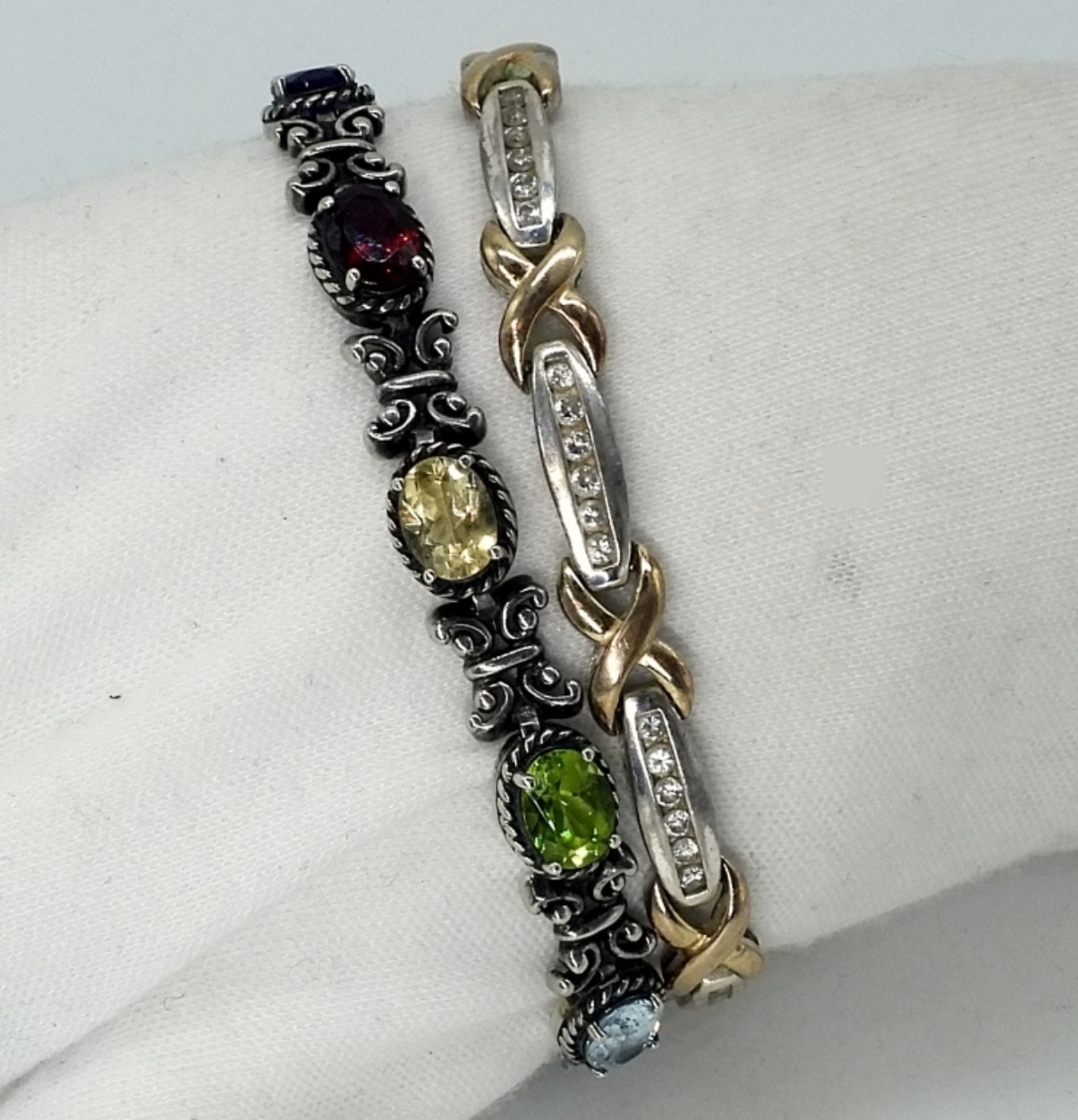2 Designer Multi-Gemstone Bracelets