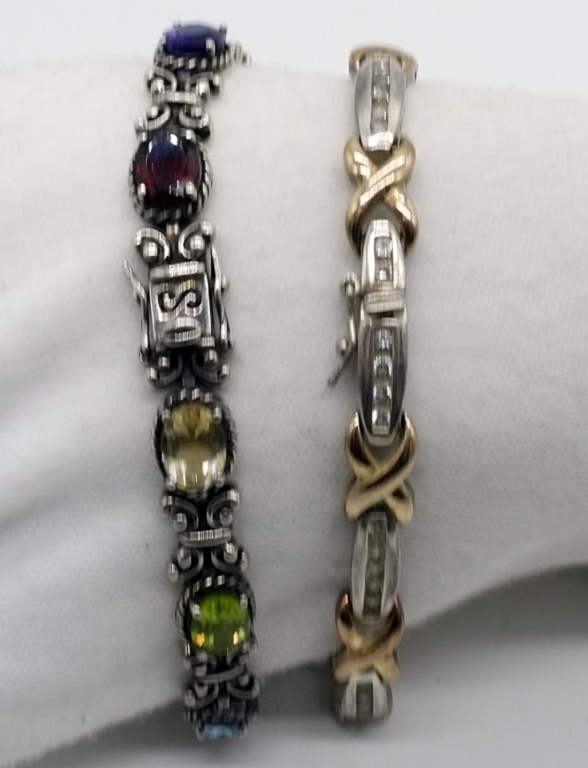 2 Designer Multi-Gemstone Bracelets