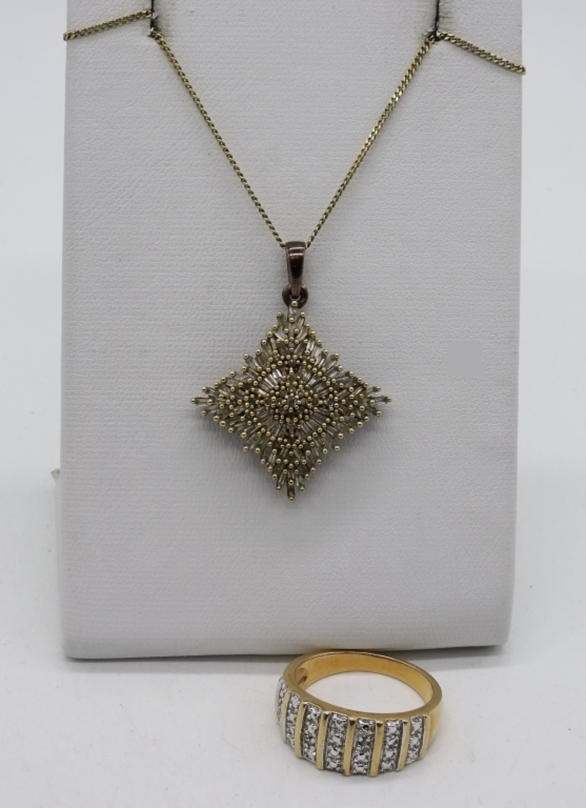 Sterling Silver Diamond Pendant & Ring Set