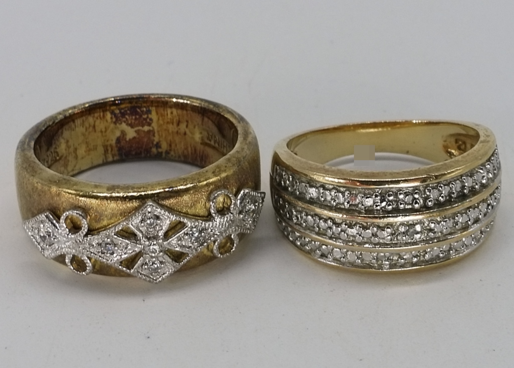 Sterling Cross Necklace & Two-Tone Ring Set