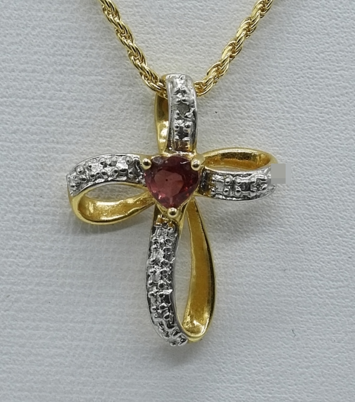 Sterling Cross Necklace & Two-Tone Ring Set
