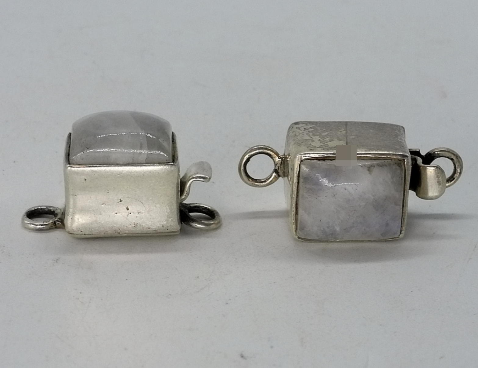 2 Sterling Moonstone Jewelry Clasps
