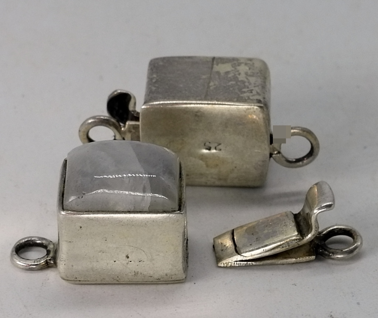 2 Sterling Moonstone Jewelry Clasps
