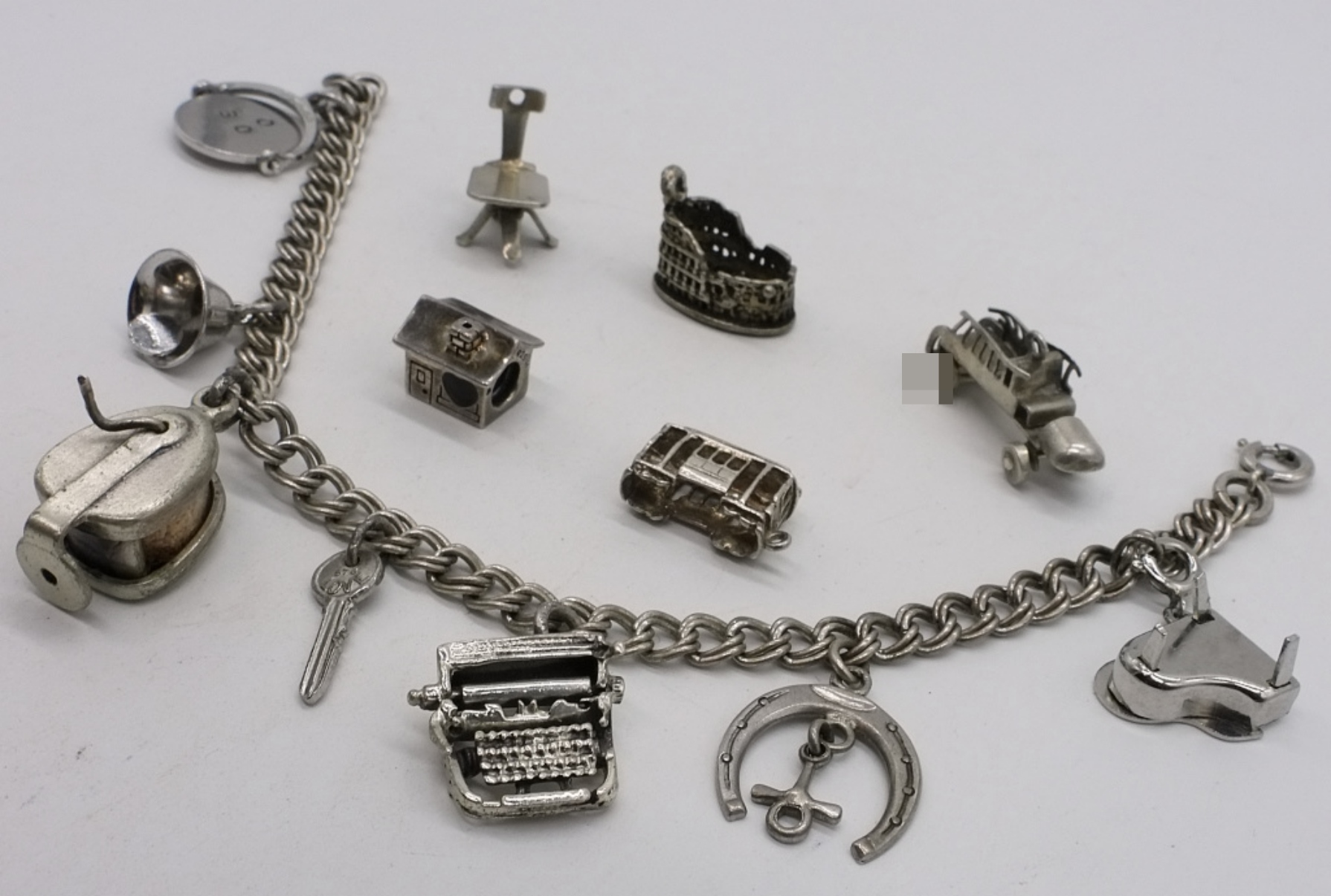 Sterling Charm Bracelet, 11 Charms